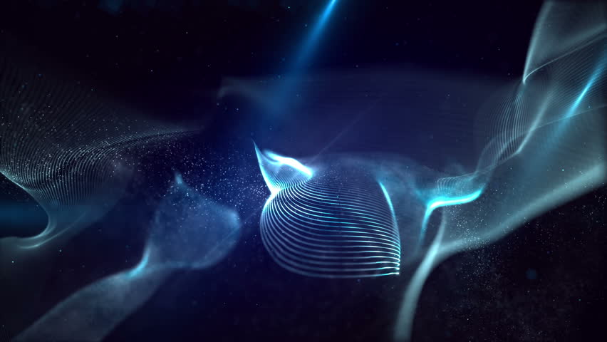 Blue And Silver Waves Line And Pearls  4K Loop Background
