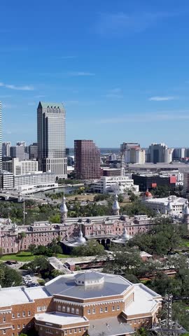 Tampa Skyline At Tampa In Florida United States. Downtown City Landscape. Stunning Cityscape. Tampa Skyline At Florida United States. Offices Buildings. Skyscrapers Scenery.