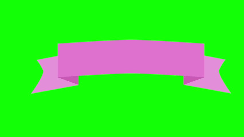 Pink Ribbon Banner Title Tag on Green Screen