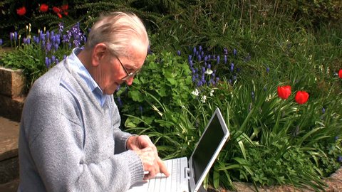 elderly gentleman on a laptop