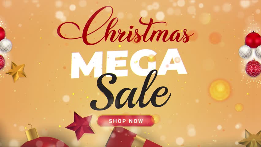 christmas mega sale motion graphic banner with sparkle background