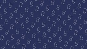 Stethoscope pattern loop animation : Seamless medical-themed motion background with stethoscope icons on dark blue backdrop - Powered by Shutterstock - Get 15% off with code: PIKWIZARD15