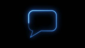Blue neon glowing speech bubble line drawing animation on black background, communication, messaging, social media, or digital interaction - Powered by Shutterstock - Get 15% off with code: PIKWIZARD15