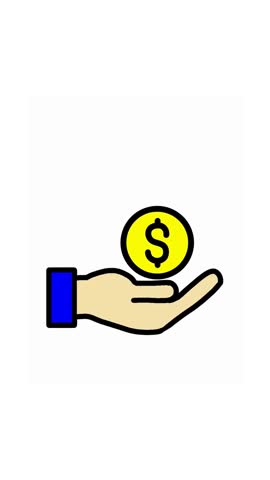 Hand holding a coin with a dollar sign on it.