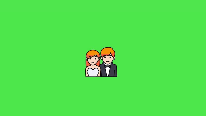 Wedding icon animation green background 