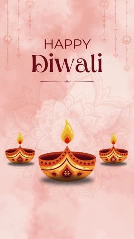 Pink and Red Illustrative Happy Diwali Festival Greeting Video