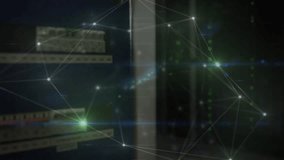 Flickering network nodes forming and intensifying overlay on server racks showing data activation. Technology, connectivity, digital, cybersecurity, infrastructure, innovation, modern - Powered by Shutterstock - Get 15% off with code: PIKWIZARD15