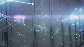 Dim light revealing racks initiating lines forming overlay visualizing data across server cabinets. Technology, cybersecurity, digital infrastructure, data flow, networking, futuristic, abstract - Powered by Shutterstock - Get 15% off with code: PIKWIZARD15