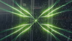 Green energy streams rising off-screen edges converging into pulsating core illustrating data flow. Futuristic, technology, data, digital, innovation, network, cyber - Powered by Shutterstock - Get 15% off with code: PIKWIZARD15