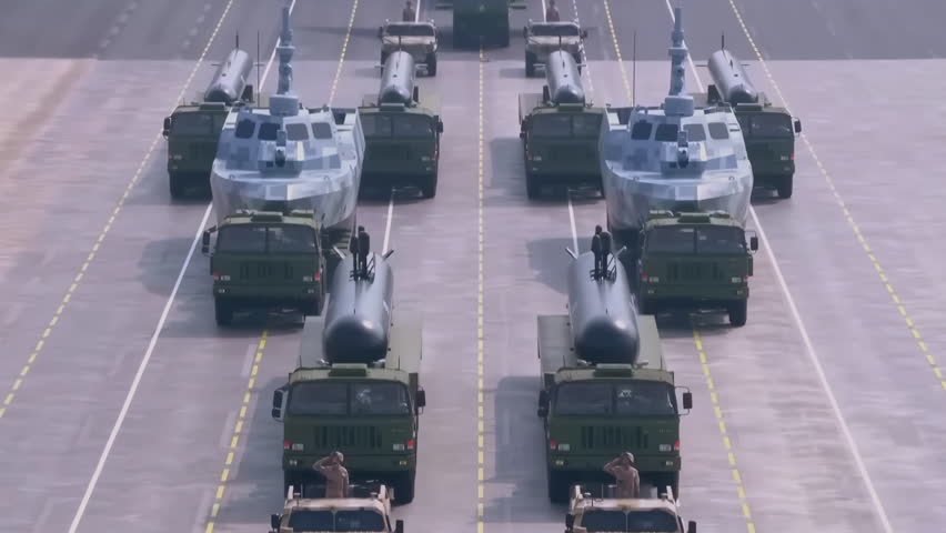 China, Beijing, September 3, 2025: China’s 2025 Victory Day military parade to mark 80th anniversary of end of WWII, military equipment