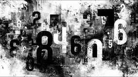 Fast Motion Abstract Grunge Numbers Background. Seamless Looping Animation of Chaotic Black and White Digital Data Stream for Technology Concepts - Powered by Shutterstock - Get 15% off with code: PIKWIZARD15