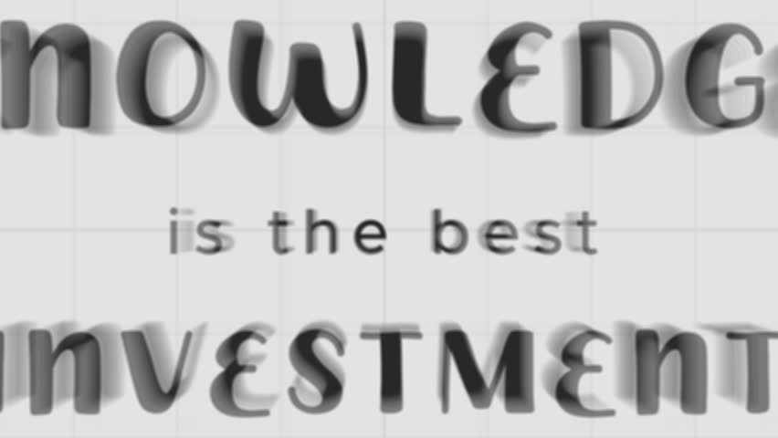 Animated motivational quote video with the text ‘Knowledge is the best investment’. Perfect for education, inspiration, self-development, learning content, and presentation projects.