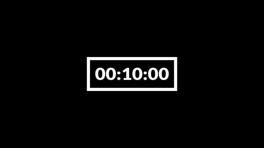 10 second countdown timer animation with minute, seconds and milliseconds, ten second countdown timer on a transparent background.	