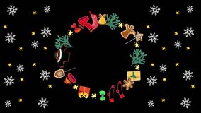 New Year ,Christmas wreath with bells, colourful frame animation.  - Powered by Shutterstock - Get 15% off with code: PIKWIZARD15