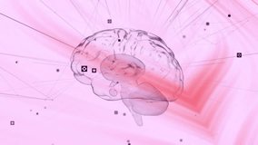 On startup brain rotating while nodes pulsing and lines radiating showing neural network dynamics. Futuristic, technology, abstract, digital, innovation, connectivity, science - Powered by Shutterstock - Get 15% off with code: PIKWIZARD15