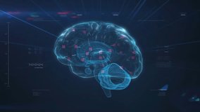 Upon appearing 3D-render brain rotating, markers and thumbs-up icons highlighting brain activity. Scientific, futuristic, technology, innovation, neuroscience, visualization, data - Powered by Shutterstock - Get 15% off with code: PIKWIZARD15