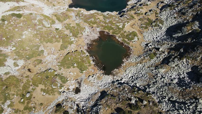 Aerial Autumn Landscape of Rila Mountain near Malyovitsa Lakes, Bulgaria