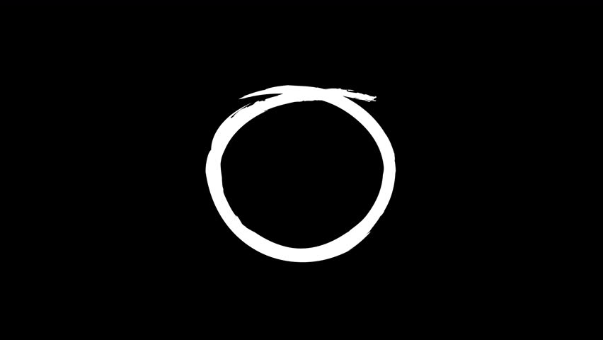 Animated hand-drawing white highlighter circle on transparent background 4K resolution.