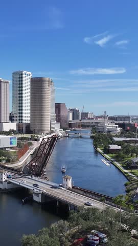Tampa Skyline At Tampa In Florida United States. Downtown Cityscape. Corporate Buildings Background. Tampa Skyline At Florida United States. High Rise Buildings. Business District.
