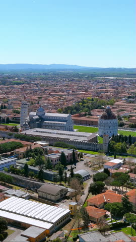 Iconic vertical video aerial of Pisa