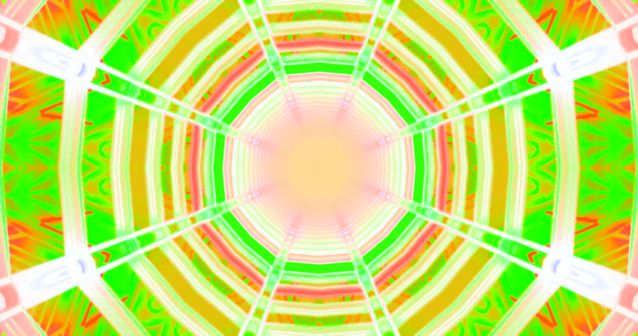 This visual showcases a colorful tunnel with bright lights and geometric patterns, creating a seamless loop that captivates viewers. Perfect for enhancing screen displays.