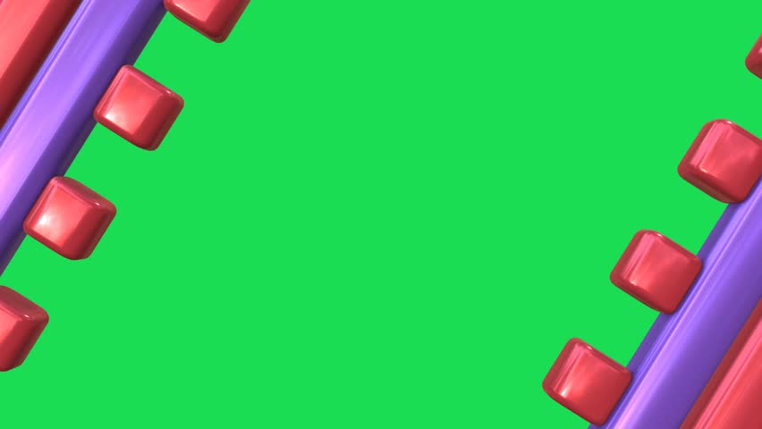 Abstract 3D frame animation, parallax geometry on chroma key green screen
