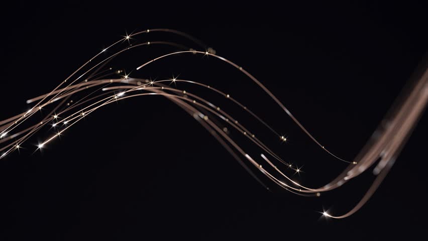 Dynamic sparkling wave of golden lines. Minimal Christmas holiday luxury abstract animation.