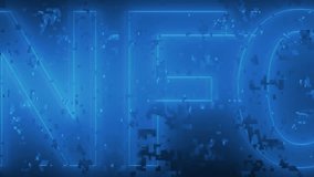 NFC card animation shows digital signal emitting for contactless transaction technology. Futuristic blue HUD interface displays glowing NFC text and data transfer - Powered by Shutterstock - Get 15% off with code: PIKWIZARD15