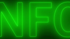 Animated NFC payment card emitting blue signal for secure digital transaction. Glowing NFC text animation on futuristic blue HUD for mobile payment - Powered by Shutterstock - Get 15% off with code: PIKWIZARD15