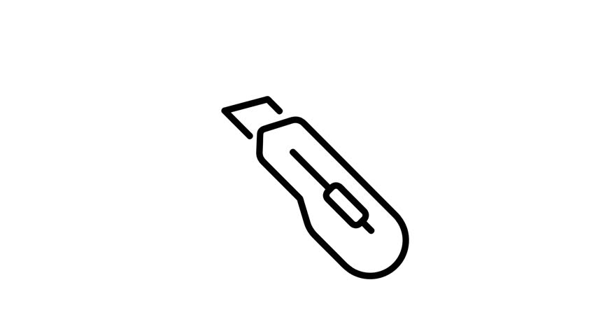 Cutter icon animation is designed in line style.