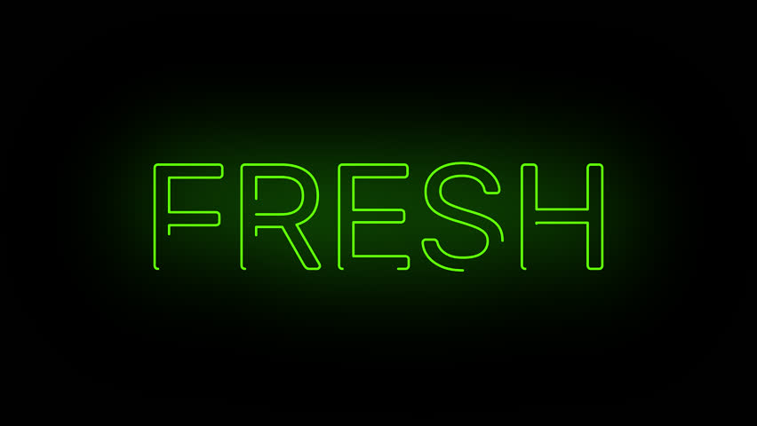 Fresh green writing animation with a running outline writing style glows smoothly, stylish neon text motion effect, eye-catching typography.