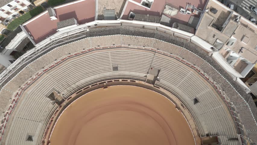 aerial view of Plaza de Toros de la Real Maestranza de Caballería de Sevilla, Seville, Spain