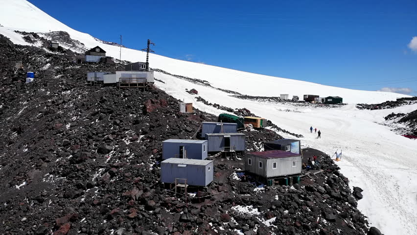 High altitude mountain shelter on mount elbrus