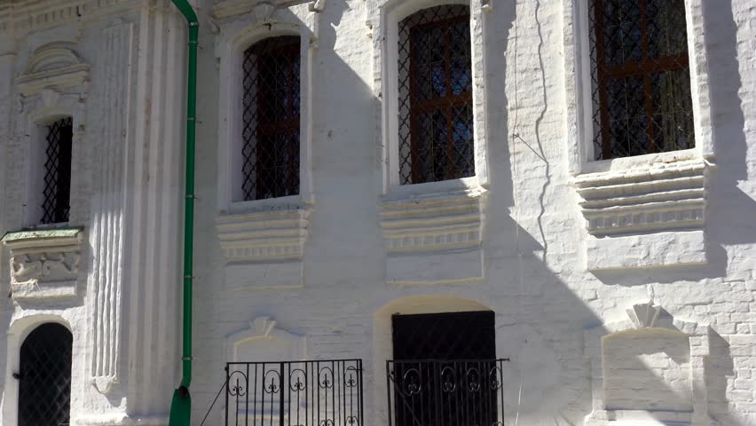 Old Russian Orthodox Church. Historical heritage. Medieval architecture. Slowmotion.
