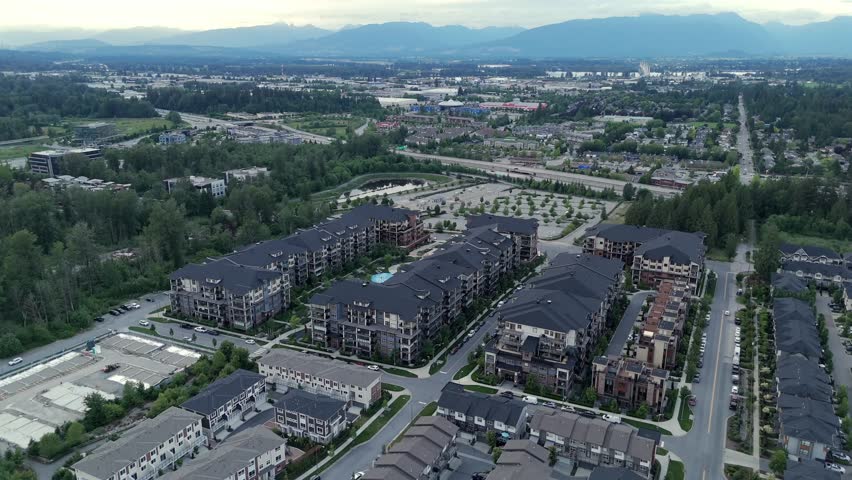 Aerial Shot Of Residential Area In Langley City, British Columbia, Canada