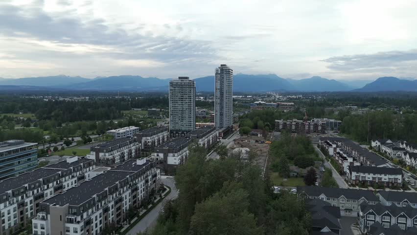 Condominiums In The City Of Langley In British Columbia, Canada - Aerial Shot