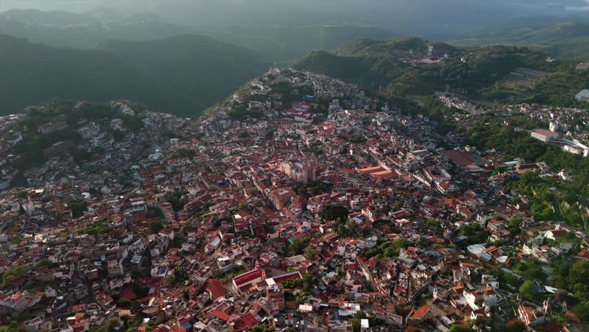 Drone flight over the streets of Taxco, Guerrero. 