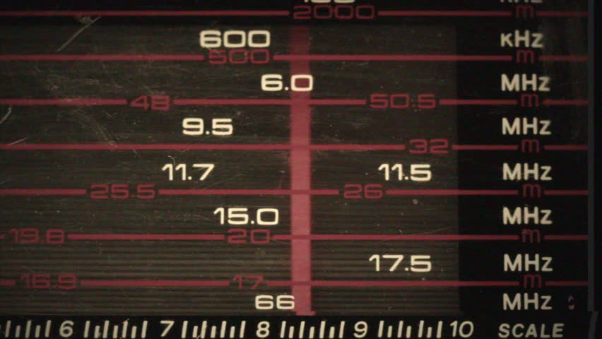 Vintage FM radio, Retro radio tape recorder close-up. Listening to music, old radio boombox player, searching channel. 