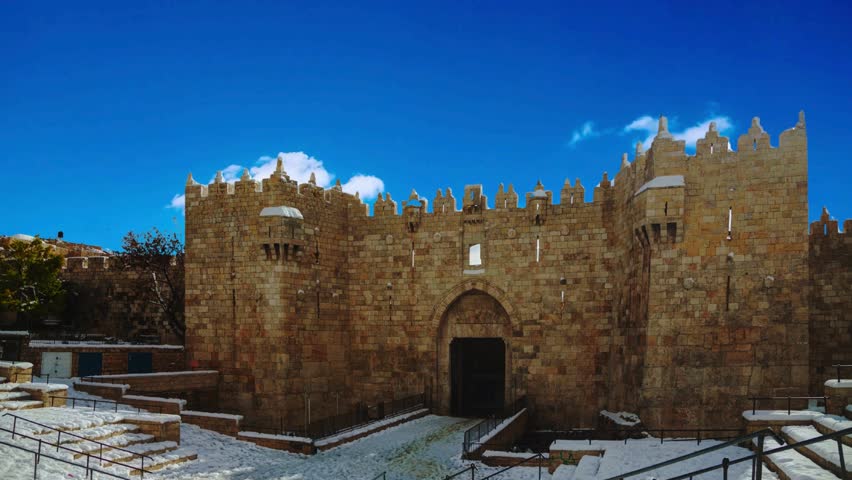 The Damascus gate, nord entrance in old part of Jerusalem, Israel Jerusalem Israel. Damascus gate at sunset. Jerusalem Israel Jerusalem Israel. Damascus gate at sunset. September 2019