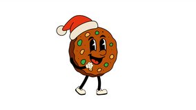 Christmas Cookie Cartoon Character with Candy Cane. Walking Loop Animation. Alpha channel transparency - Powered by Shutterstock - Get 15% off with code: PIKWIZARD15