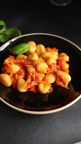 Gnocchi raw potato dough snack fresh delicious gourmet food background on the table  rustic food top view copy space vegetarian food