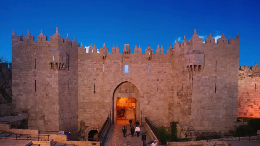 The Damascus gate, nord entrance in old part of Jerusalem, IsraelJerusalem Israel. Damascus gate to the old city. September 2021