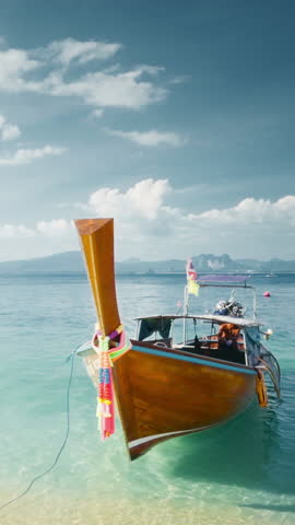 wooden longtail boat at Koh Poda island in Krabi province. Ao Nang, Thailand