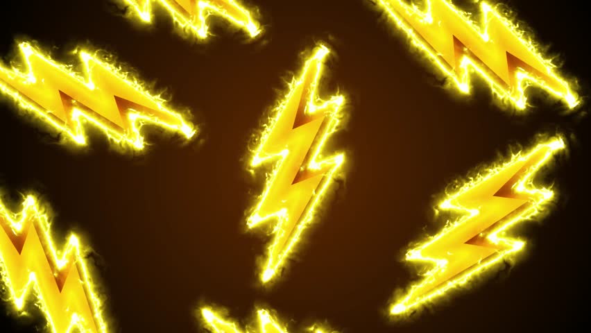 a bold image featuring repeating yellow lightning bolts on a dark brown gradient background design element.