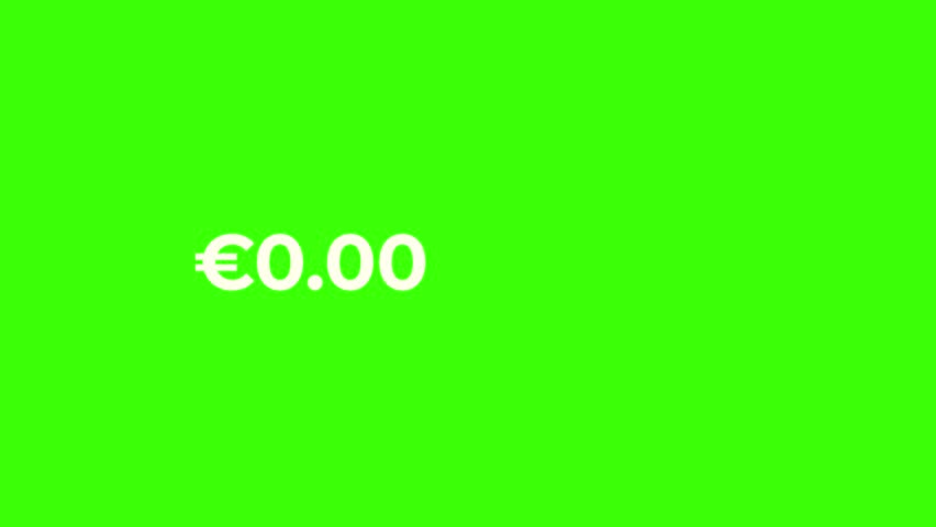 Euro Counter Animation from 0 to 1 Million on Green Screen Background