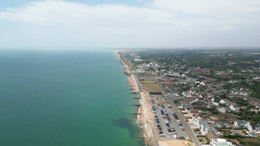 Milford On Sea Beach aerial shot UK