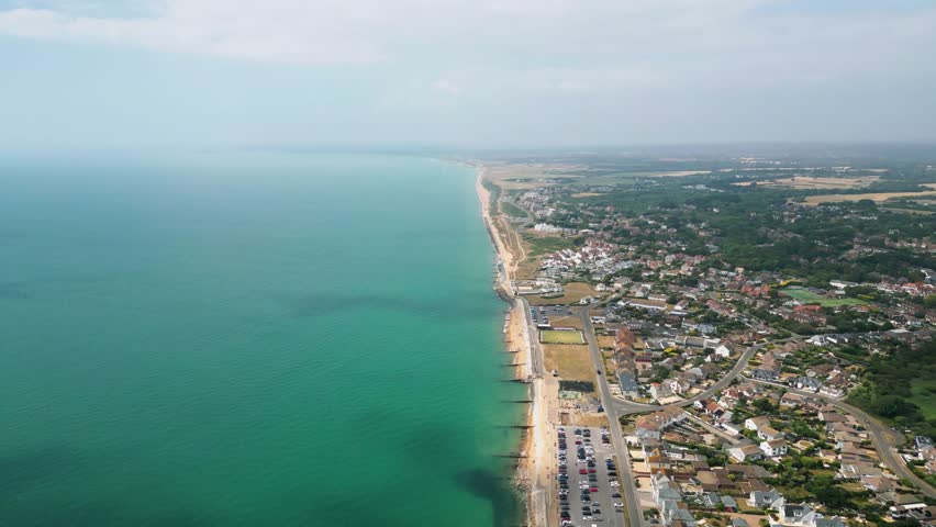 Milford On Sea Aerial shot over Beach 