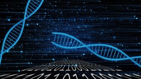 Emerging from edges, 3D DNA helices converging rotating separating representing gene data exchange. Futuristic, technology, digital, biotech, animation, science, innovation - Powered by Shutterstock - Get 15% off with code: PIKWIZARD15