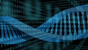 Upon binary streams cascading dark grid, DNA helix sliding, numeric code flickering for analysis. Technology, innovation, data, genetics, cybersecurity, digital, scientific - Powered by Shutterstock - Get 15% off with code: PIKWIZARD15