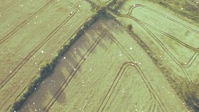 Drone moving forward causing mapping overlay updating numbered grids for real-time field analysis. Drone, aerial, precision, agriculture, technology, data, analytics - Powered by Shutterstock - Get 15% off with code: PIKWIZARD15